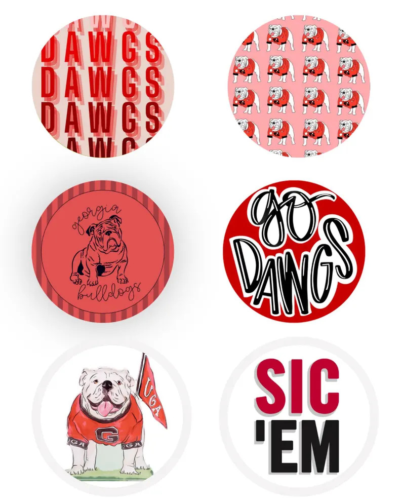 Georgia Bulldogs Game Day Buttons 3" | Etsy (Global)