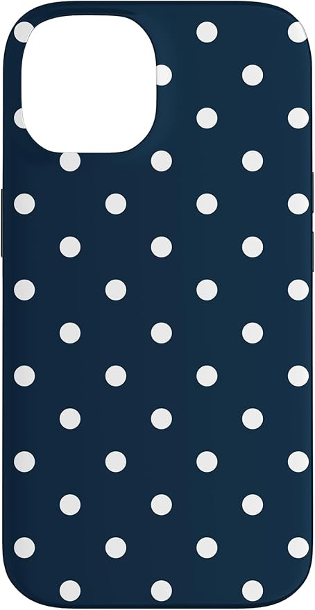Navy Blue and White Polka Dot Vintage Boho Aesthetic Girly Case for iPhone 14 | Amazon (US)