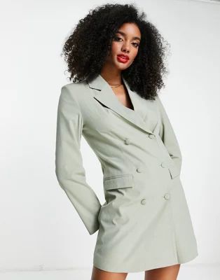 Extro & Vert fitted blazer dress with open back in sage | ASOS (Global)