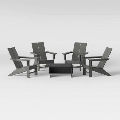 Moore POLYWOOD 5pc Adirondack Firepit Chat Set - Gray - Project 62™ | Target