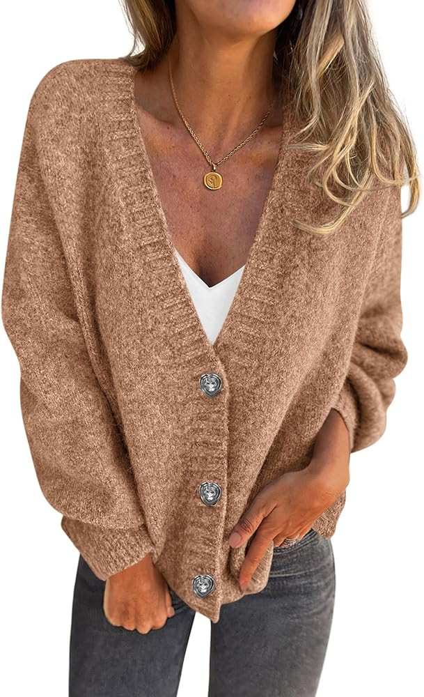 PRETTYGARDEN Cardigan Sweaters for Women Trendy Fall 2025 Long Sleeve Button Down Oversized Chunk... | Amazon (US)
