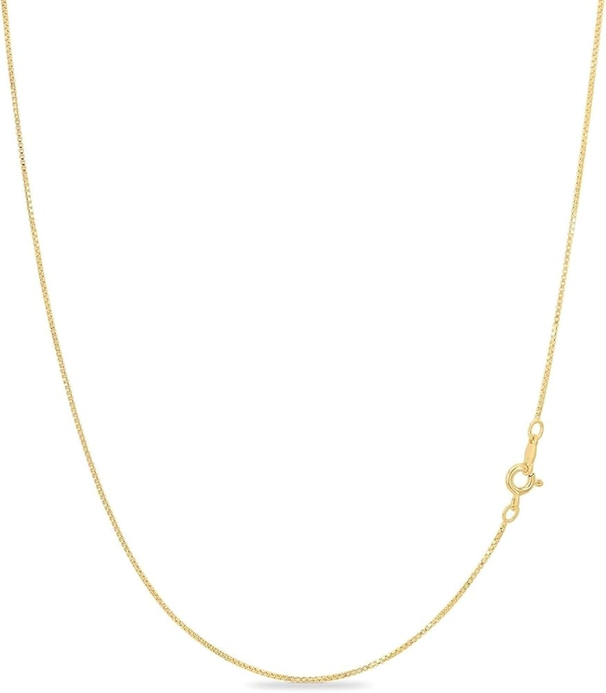 KEZEF 18k Gold Over Sterling Silver 1mm Box Chain Necklace Made in Italy | Sterling Silver Neckla... | Amazon (US)