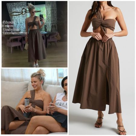 Ariana Madix’s Brown Tie Top and Skirt Set