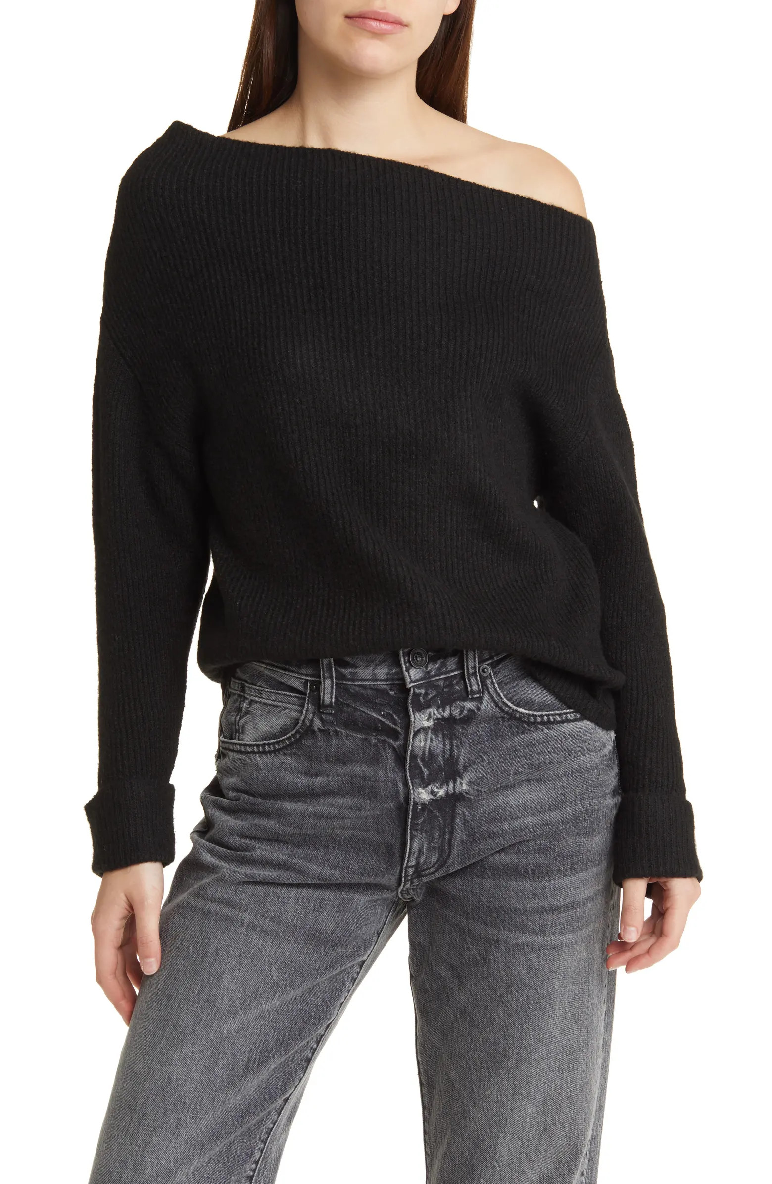 One-Shoulder Rib Sweater | Nordstrom