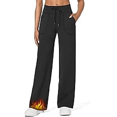 G4Free Wide Leg Fleece Lined Pants Women Drawstring Waist Winter Work Pants with Pockets for Casu... | Amazon (US)