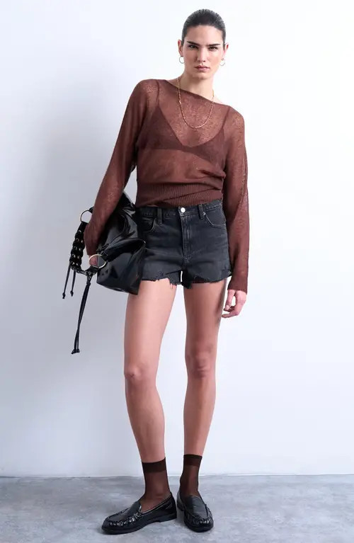 Topshop Distressed Denim Cutoff Shorts in Black at Nordstrom, Size 2 Us | Nordstrom