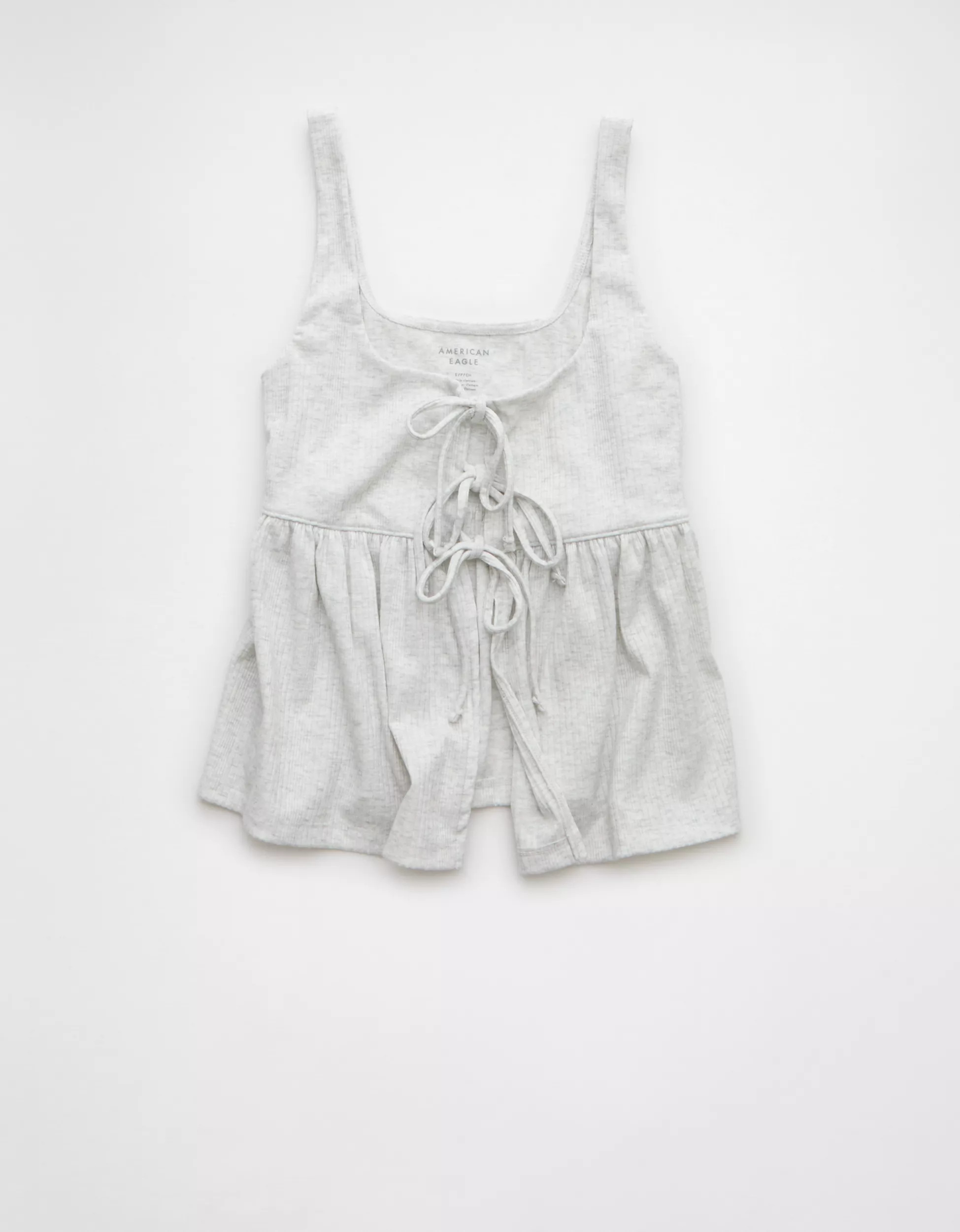 AE Tie Front Flyaway Babydoll Tank Top | American Eagle Outfitters (US & CA)