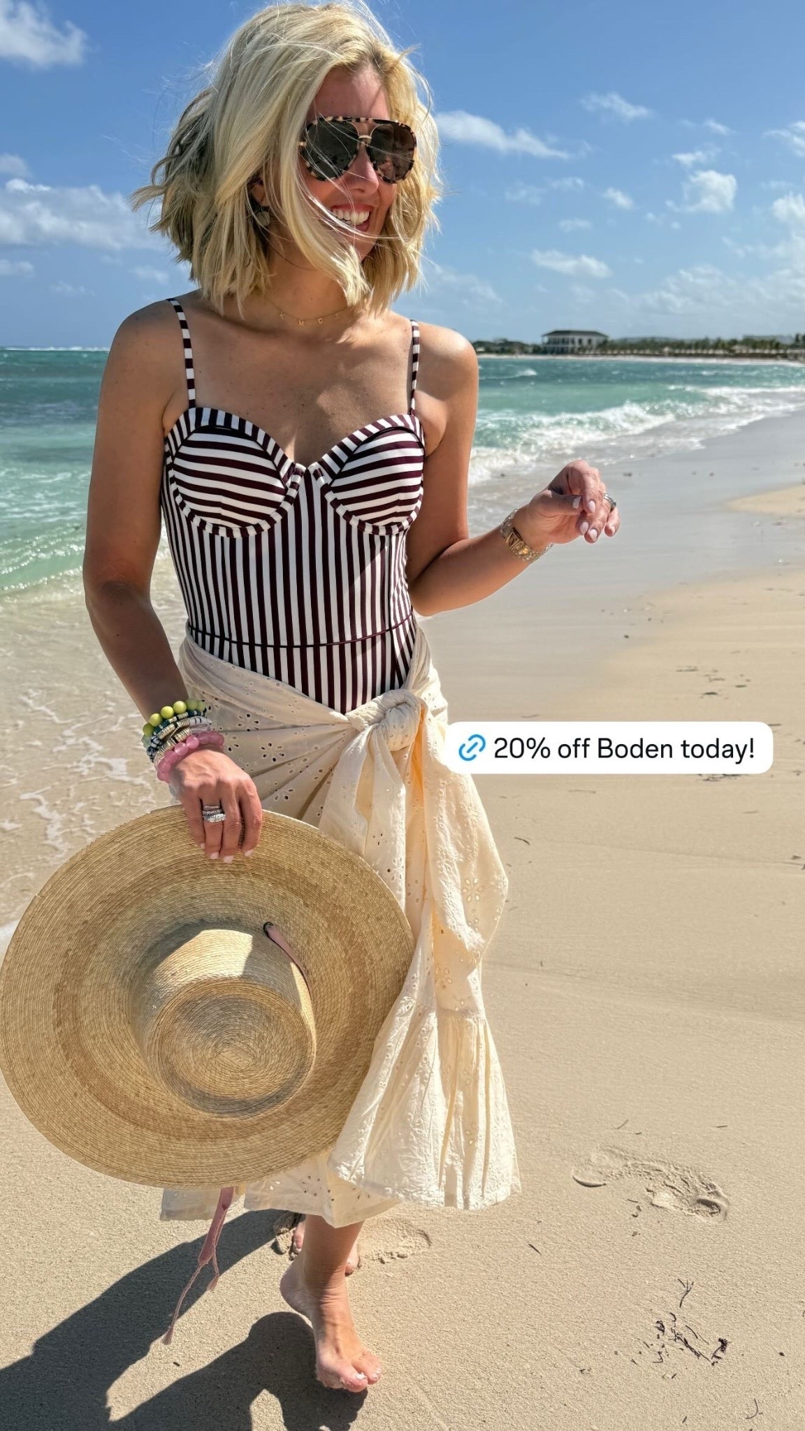 Last day for 20% off! Boden swim is a WIN and on sale! The quality, the fit, the coverage, the colors….literally obsessed! Not to forget this eyelet sarong!! Total win look! 
Swim - 34B
Hat - m/l
Boden Code - GR7V 20% off 
Sunshine Tienda - mixandmatch 15%
Sprinkled with Pink - catherine10 10%
Allie + Bess - Catherine20 20%

#LTKOver40 #LTKTravel #LTKSeasonal