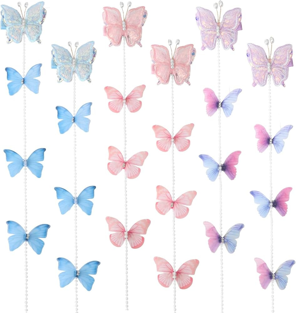 WHAVEL 6-Pack Butterfly Hair Clips for Girls \u2013 Butterflies Tassel Butterfly Accessories for ... | Amazon (US)