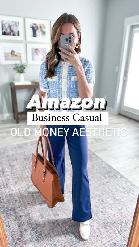Amazon workwear. Business casual. Amazon work outfit. Teacher outfit. Amazon trouser style yoga pants in 29”, XS, color royal blue. Old money style. Old money aesthetic. Amazon pearl cardigan in XS. Business conference. Travel outfit - love the pants for the airport! Mule shoes are TTS. 

#LTKWorkwear #LTKFindsUnder50 #LTKShoeCrush