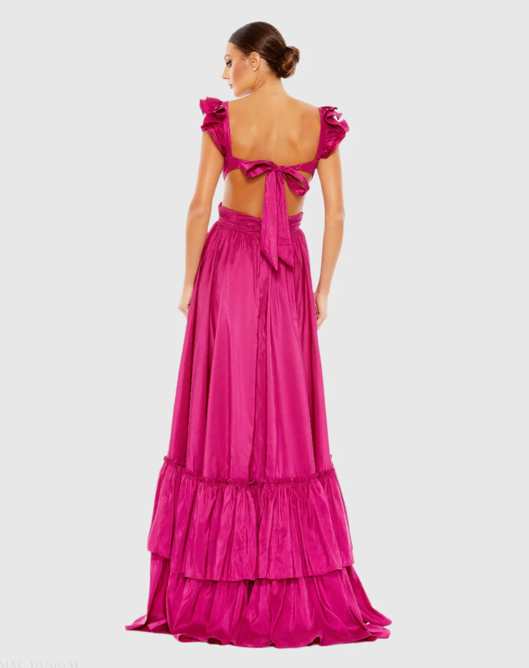 Ruffle Shoulder Cut Out Gown | Mac Duggal