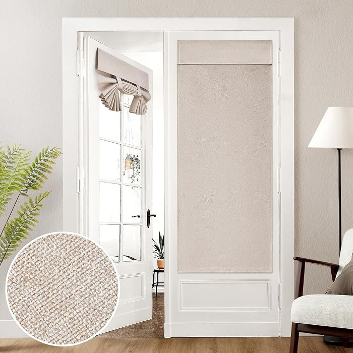 HOMEIDEAS 100% Blackout Linen Door Curtains for French Door 26x68 Inch | Amazon (US)