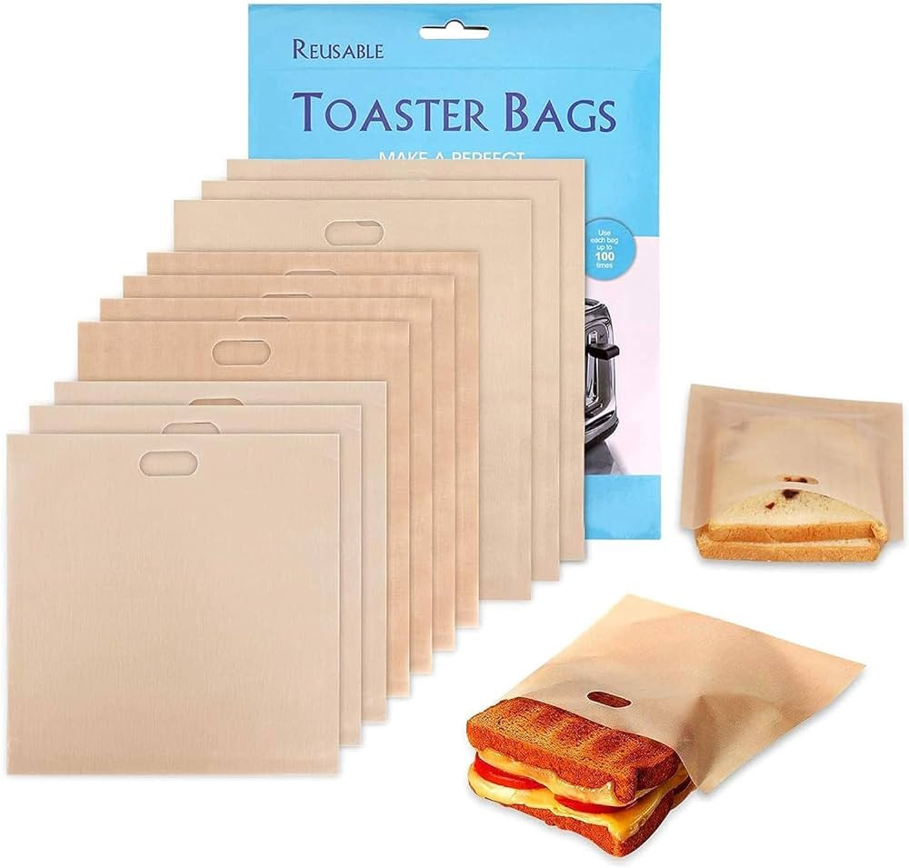 10 Toaster Bags Reusable grilled cheese bags Non Stick Toaster Bag for Sandwiches, Chicken, Nugge... | Amazon (US)