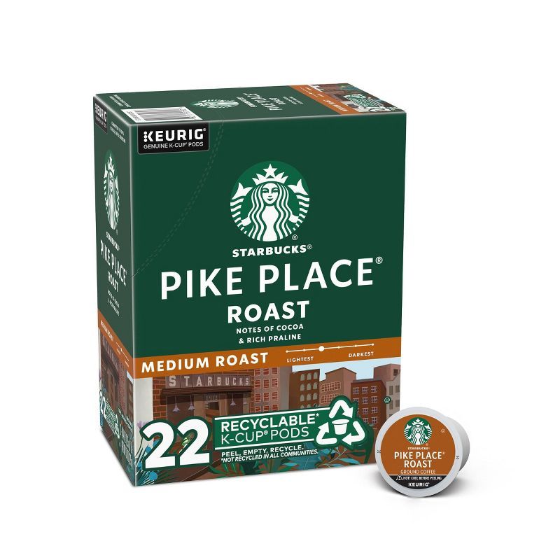 Starbucks Medium Roast K-Cup Coffee Pods — Pike Place Roast for Keurig Brewers — 1 box (22 po... | Target