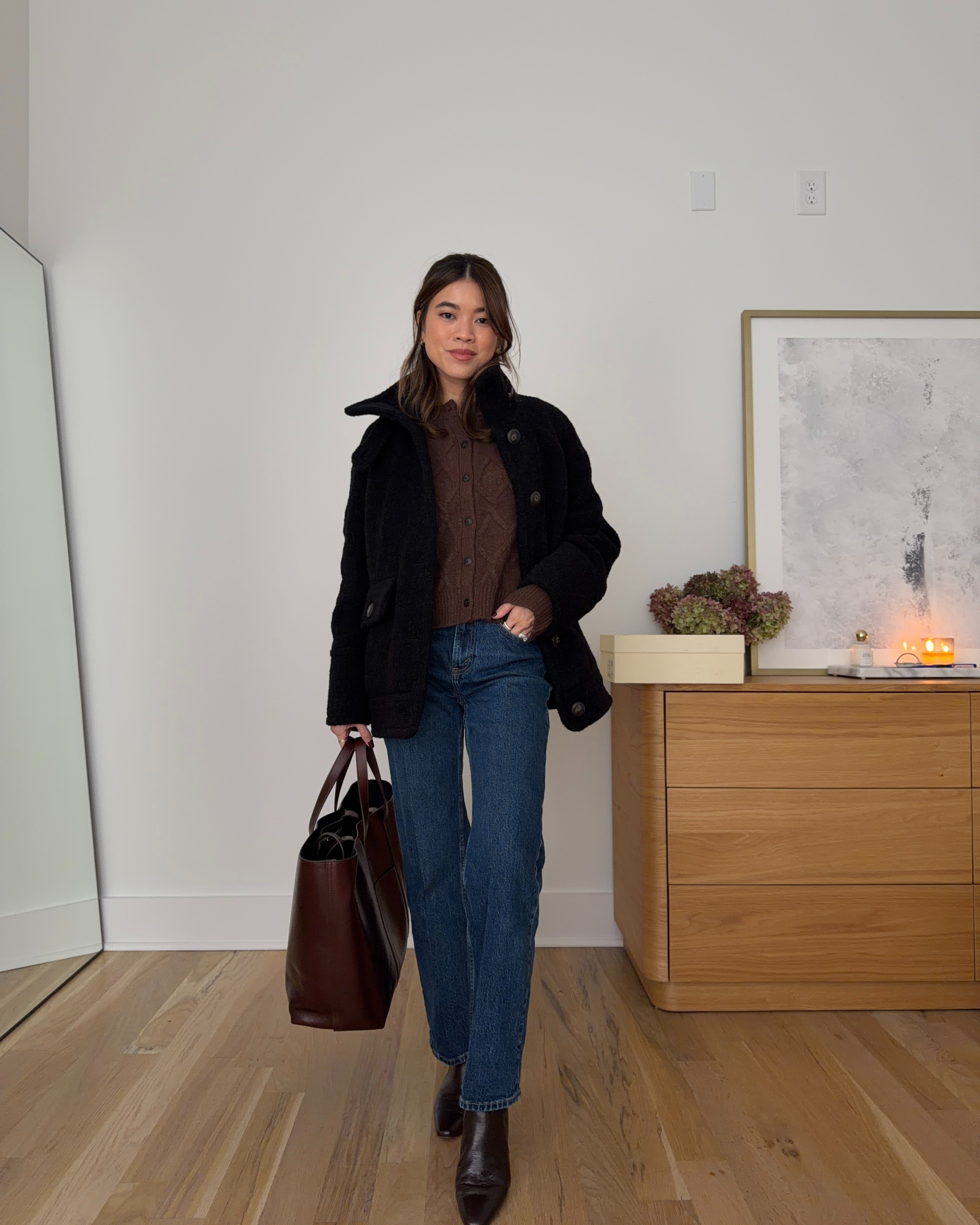 Sizing info: sweater small, jeans 23 extra short in dark wash, jacket XS!  petite fashion, get dressed with me, outfit inspiration, ootd, nashville outfit, Nashville influencer, petite style, vacation style, casual outfits, mom style, petite pants, winter dress, winter outfit, winter pants, winter outfit inpso, winter outfit idea, winter top, winter style, winter sweater, cozy sweater, cold weather sweater, cold weather outfit, winter bag, winter purse, sezane pants, jeans, denim, sezane denim, black denim, winter jacket, winter coat, warm coat, sezane jacket, sezane 

 

#LTKHoliday #LTKSeasonal #LTKPetite