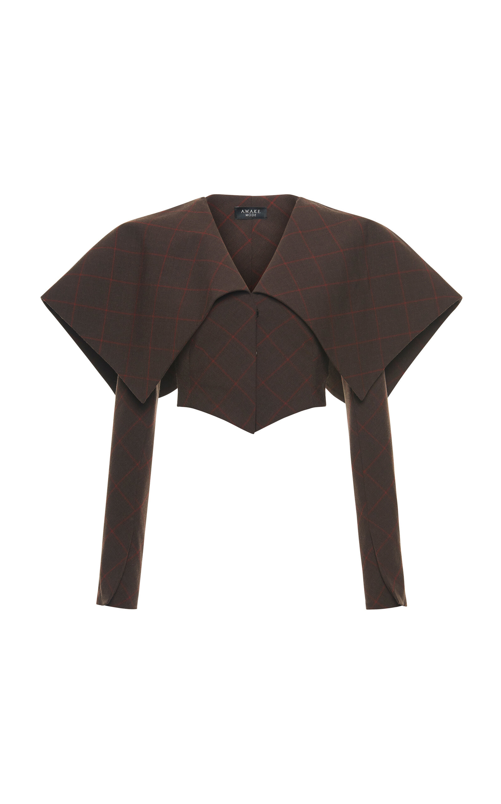 Collared Checked Stretch-Wool Cropped Blazer | Moda Operandi (Global)