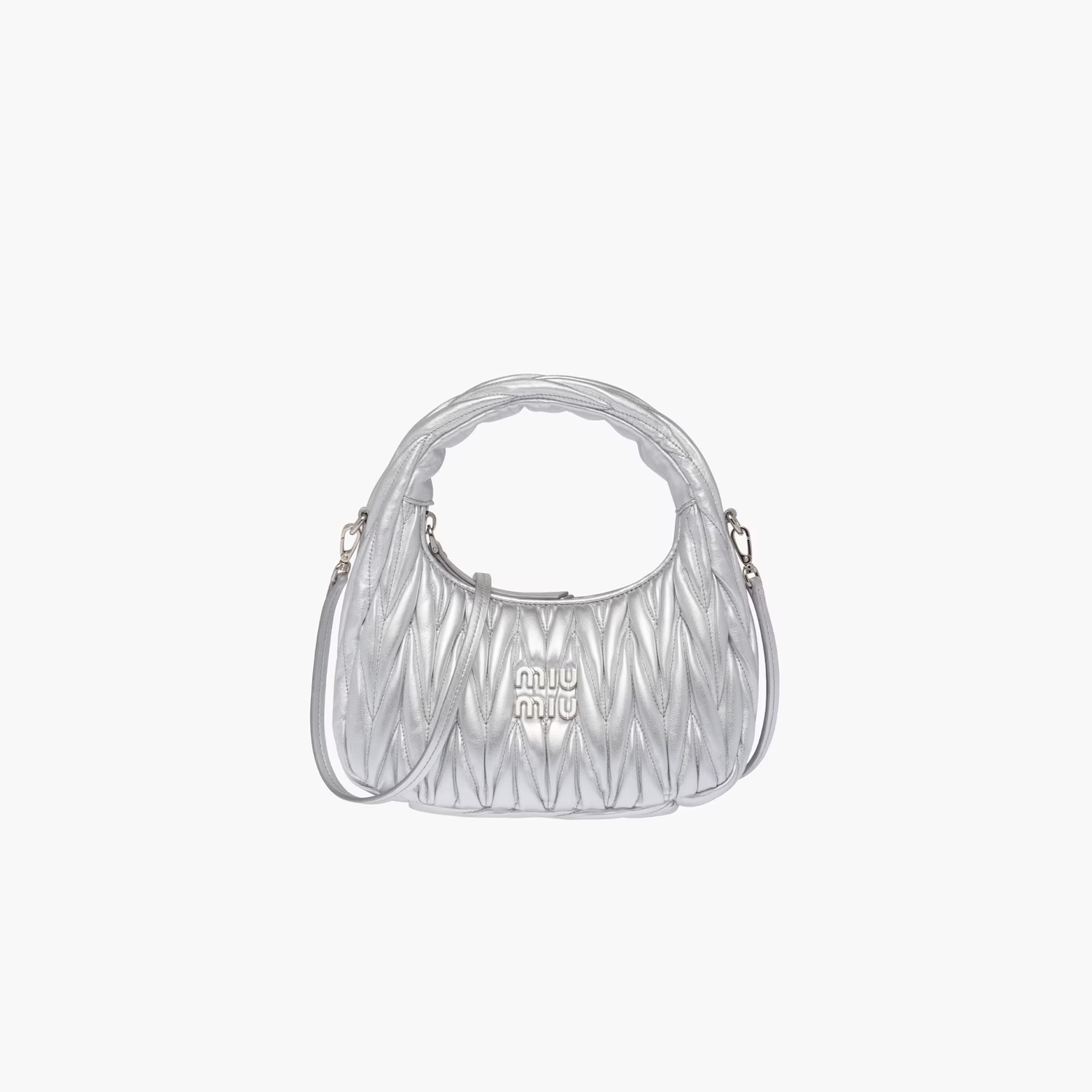 Miu Wander matelassé nappa leather mini hobo bag | Miu Miu US