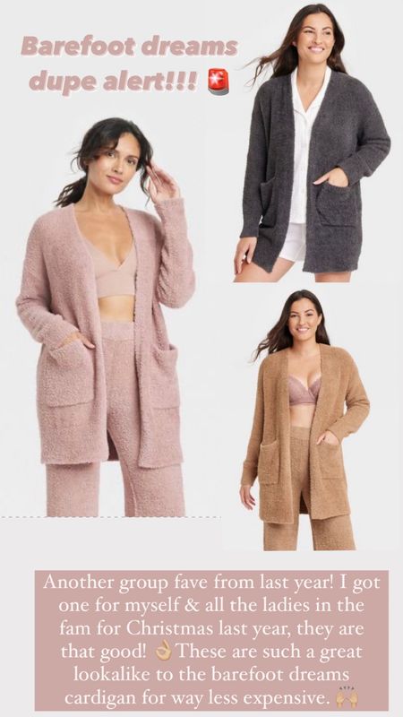 Barefoot dreams dupe cardigan- 30% off with Target circle! 

Target style. Cozy cardigan. Fuzzy soft cardigan. Lounge clothes. Gifts for her. Pajama set. Christmas gift ideas. Barefoot dreams pajamas. 

#LTKunder50 #LTKsalealert #LTKHoliday