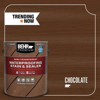 BEHR PREMIUM 1 gal. #ST-129 Chocolate Semi-Transparent Waterproofing Exterior Wood Stain and Seal... | The Home Depot