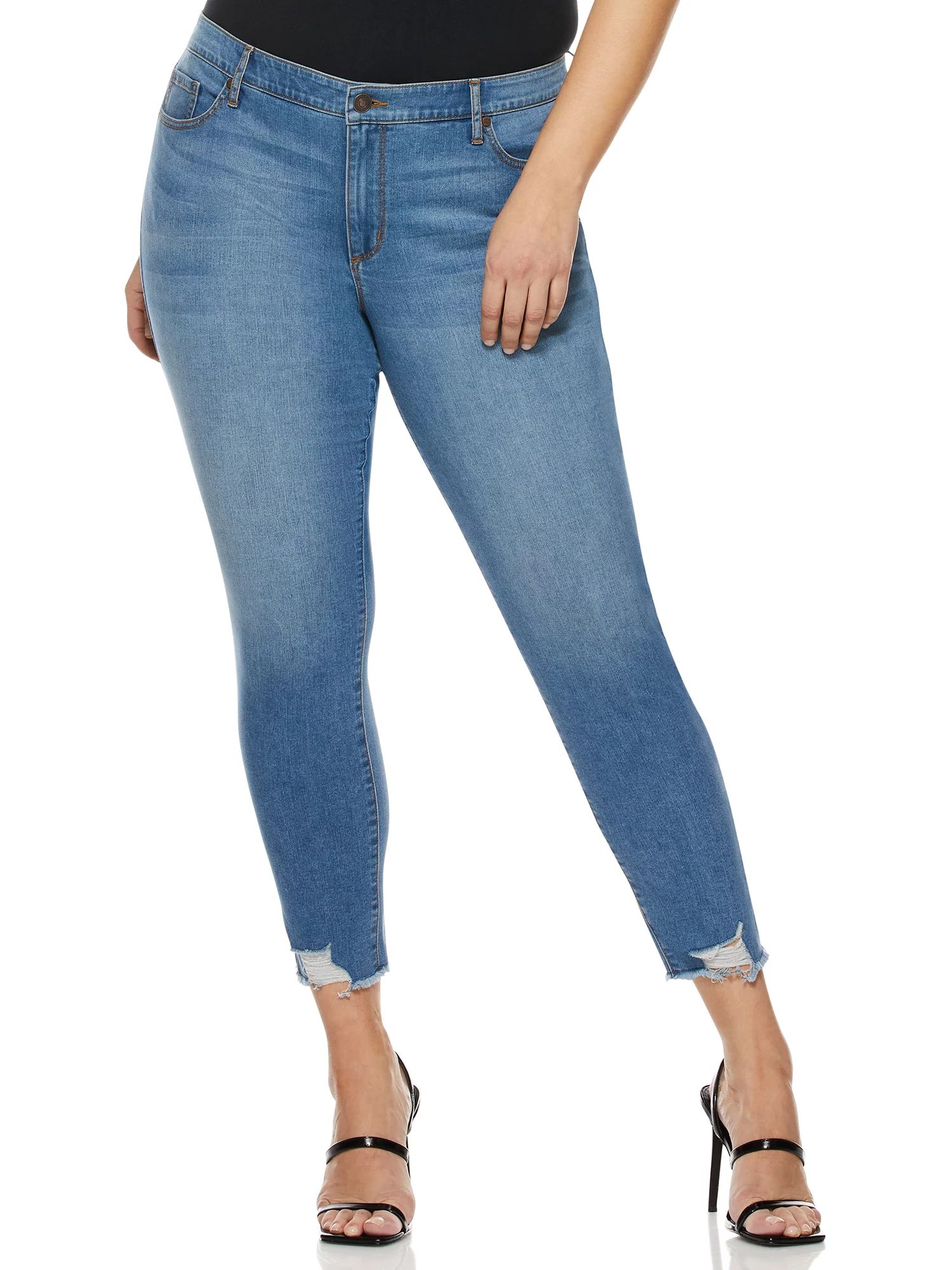 Sofia Jeans by Sofia Vergara Plus Size Rosa Curvy Ripped Hem High-Waist Ankle Jeans - Walmart.com | Walmart (US)