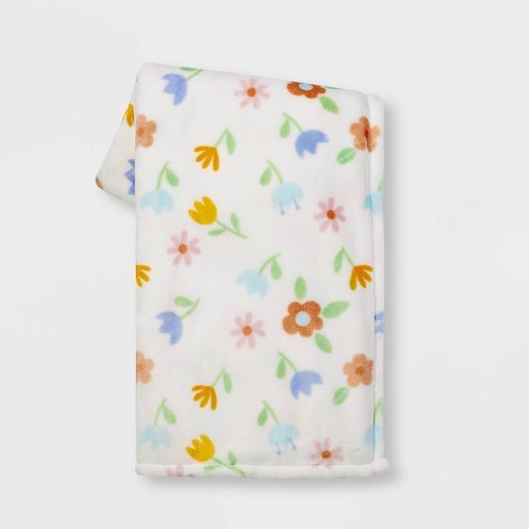 Floral Printed Plush Easter Throw Blanket White - Spritz™ | Target