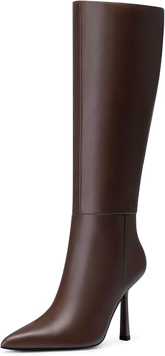 Women Knee High Boots: 4 Inch Stiletto Heel Wide Calf Boot - Tall Pointed Toe Booties - Comfortab... | Amazon (US)