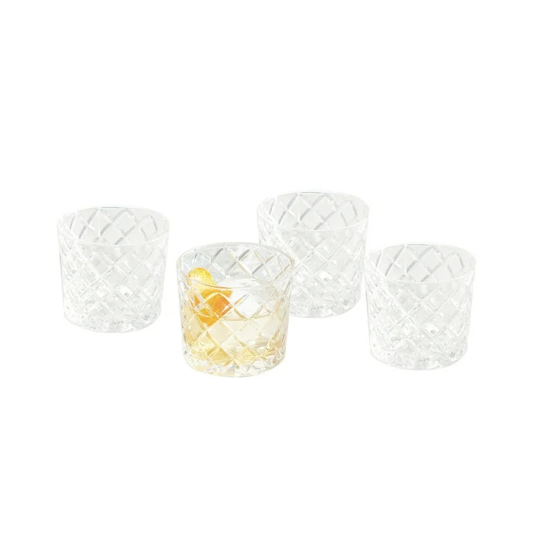 Better Homes & Gardens Diamond Cut Old Fashioned Glass, 4-Pack | Walmart (US)