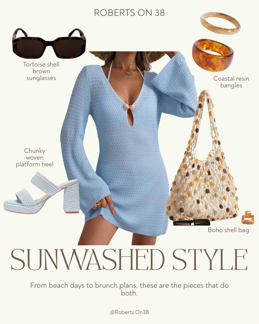 An effortless summer outfit with a textured blue mini dress, woven heels, and statement accessories—perfect for warm weather, beach vacations, brunch, or an easy coastal-inspired look.

#LTKMidsize #LTKSeasonal #LTKSwim