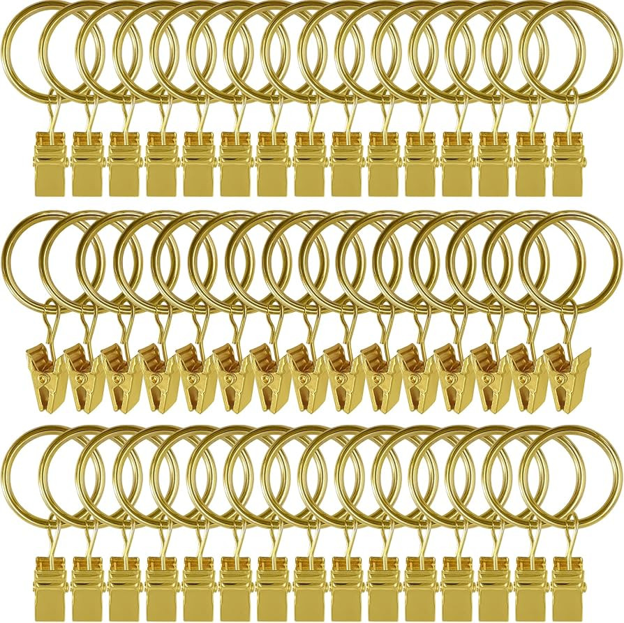 AMZSEVEN 44 Pack Small Curtain Rings with Clips, Metal Curtain Hangers Clips, Drapery Rings with ... | Amazon (CA)