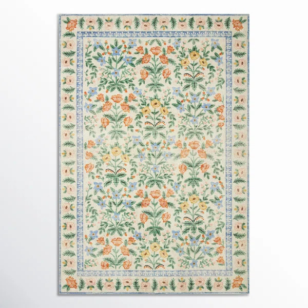 Rifle Paper Co. x Loloi Eden Mughal Garden Cream Rug feat CloudPile | Wayfair North America
