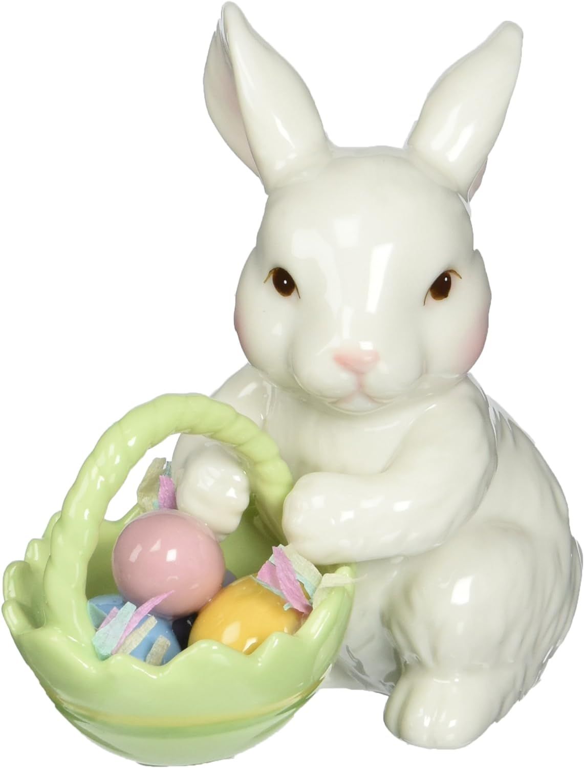 Cosmos 10593 Fine Porcelain Bunny with Easter Basket Figurine, 3-3/4-Inch,White | Amazon (US)