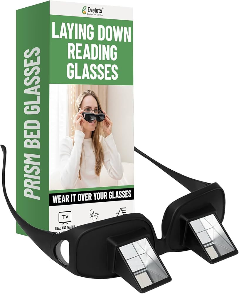 Evelots Laying Down Reading Glasses - High Definition Lazy Bed Prism Spectacles for Bedside Readi... | Amazon (US)