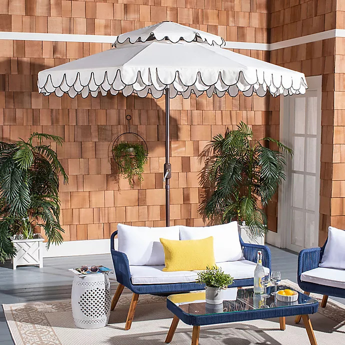 Safavieh Elegant Valance 9-Foot Round Double Top Patio Umbrella | Bed Bath & Beyond | Bed Bath & Beyond