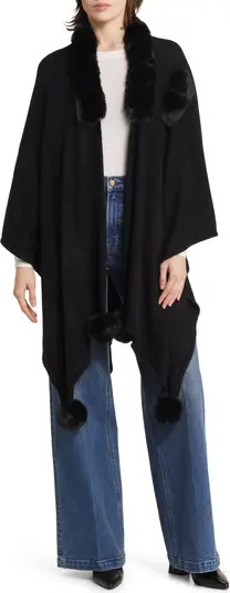 Faux Fur Trim Ruana | Nordstrom