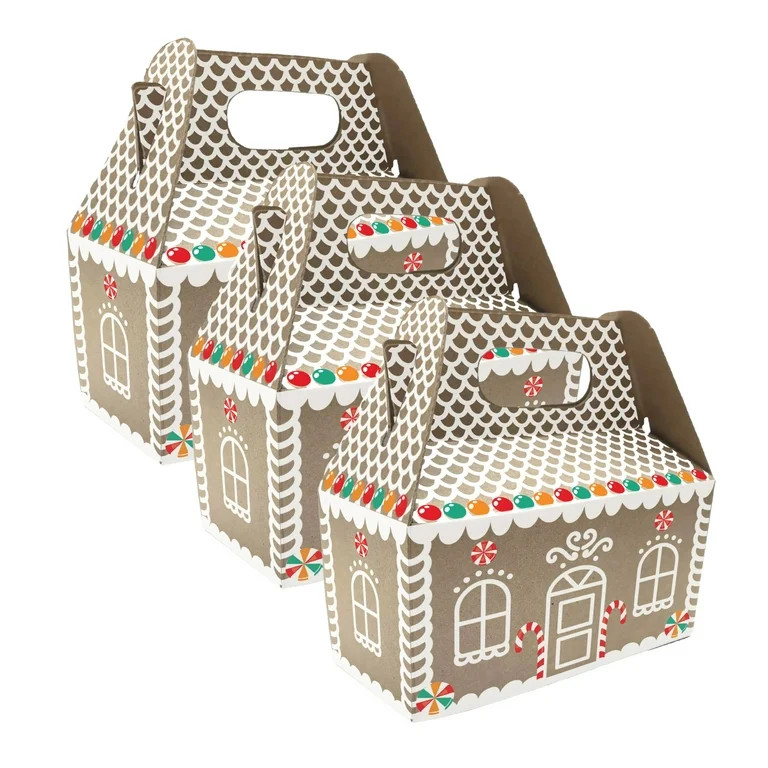 Kraft Gingerbread House Treat Boxes, 5" x 2.5" x 5.75", 3 Count, by Holiday Time | Walmart (US)