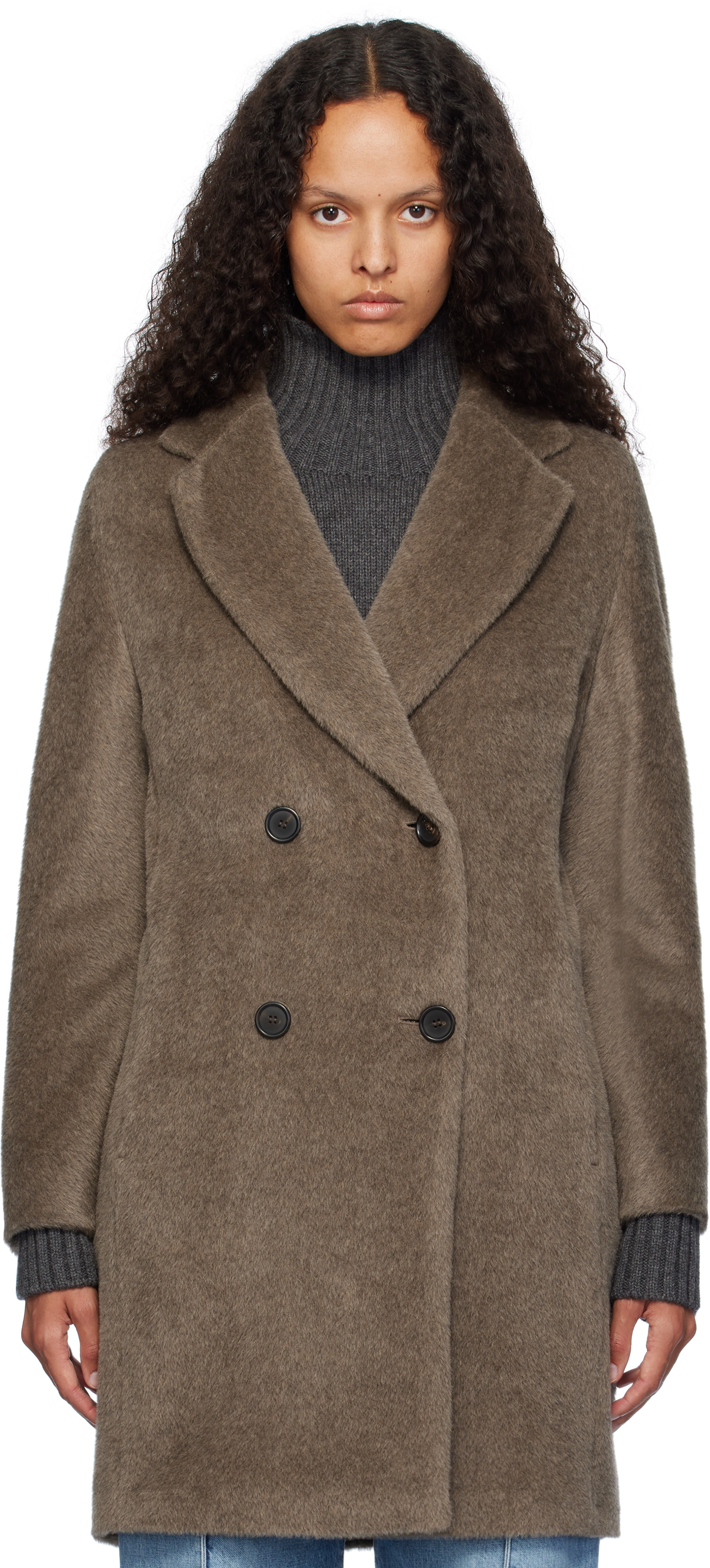 Max Mara Taupe Roseto Faux-Fur Coat | SSENSE