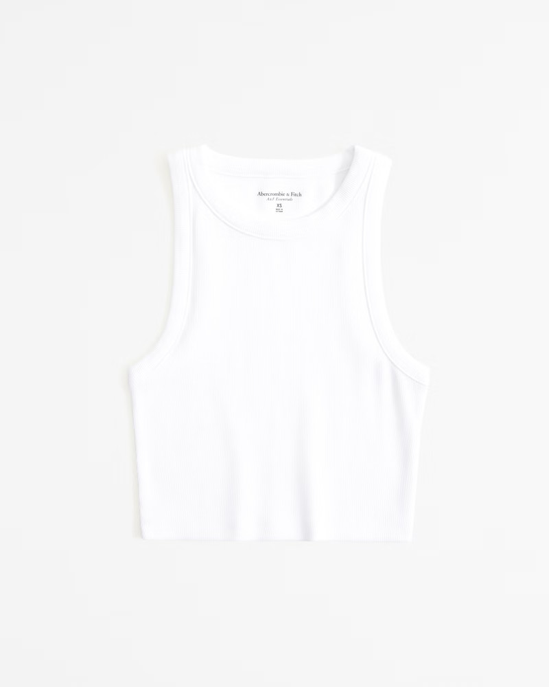 Essential Ultra Cropped High-Neck Rib Tank | Abercrombie & Fitch (US)