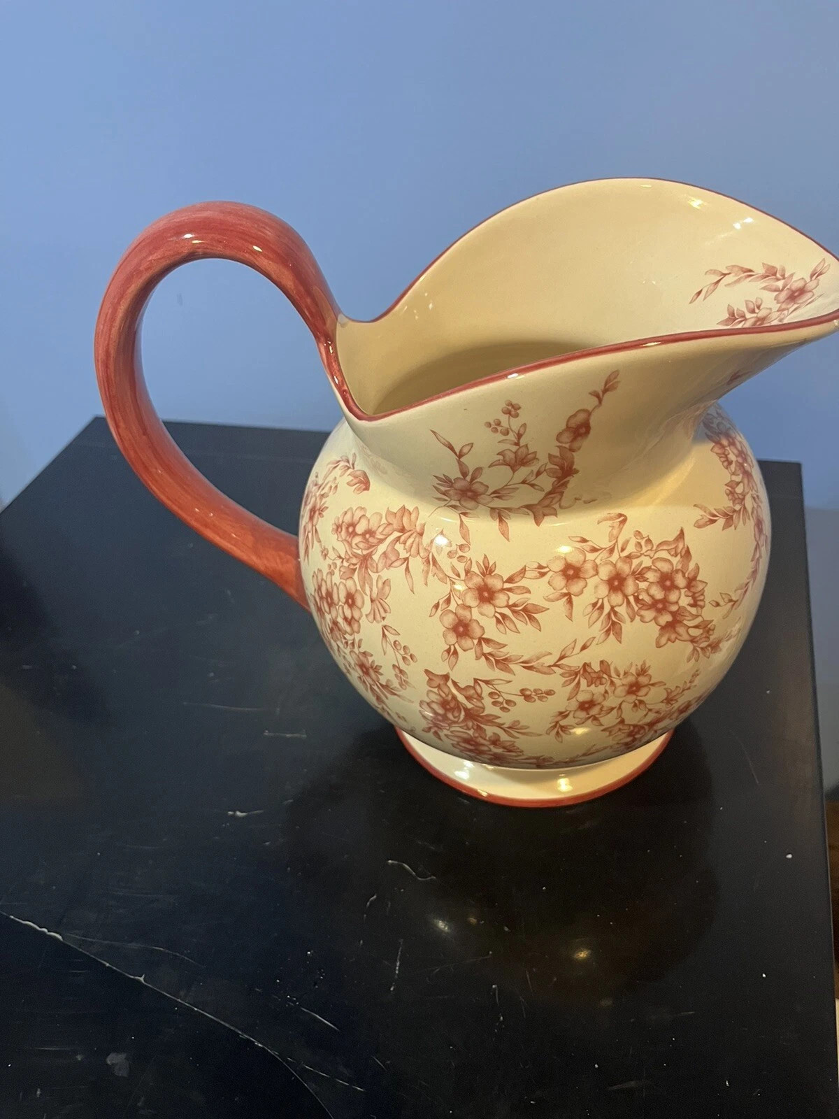 Cracker Barrel Red Floral Porcelain Transferware Pitcher | eBay US