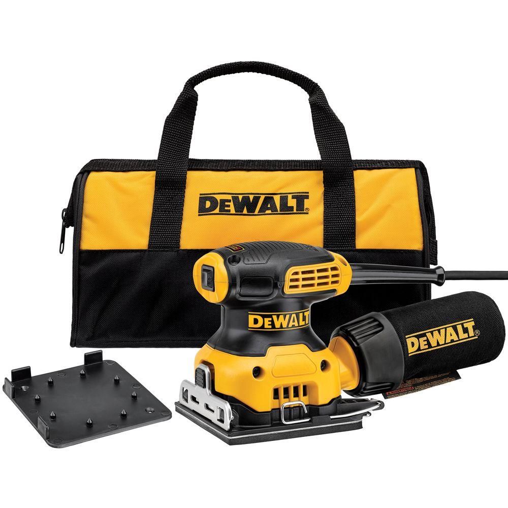 DEWALT 2.3 Amp Corded 1/4 Sheet Palm Grip Sander Kit with Contractor Bag-DWE6411K - The Home Depo... | The Home Depot