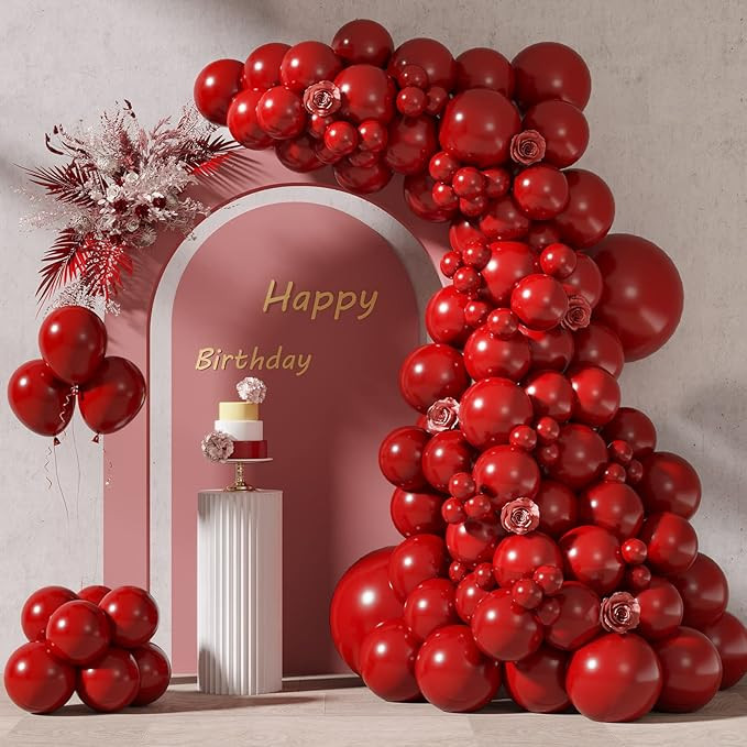 RUBFAC 87pcs Ruby Red Party Balloons Different Sizes 18 12 10 5 Inches for Garland Arch, Premium ... | Amazon (US)