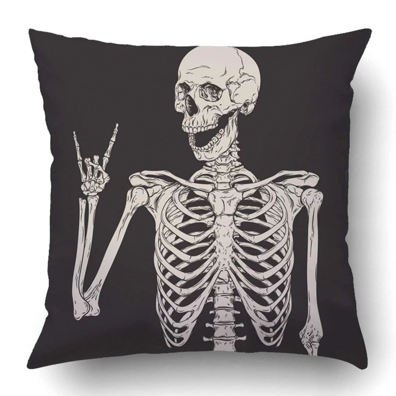 ARTJIA Human Skeleton Posing Isolated Over Black Pillowcase Pillow Cushion Cover 16x16 inch - Wal... | Walmart (US)