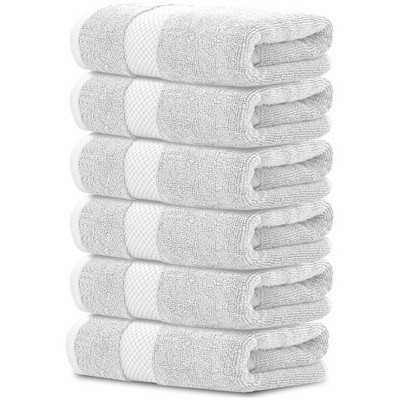 White Classic Luxury 100% Cotton Hand Towels Set of 6 - 16x30" Silver | Target