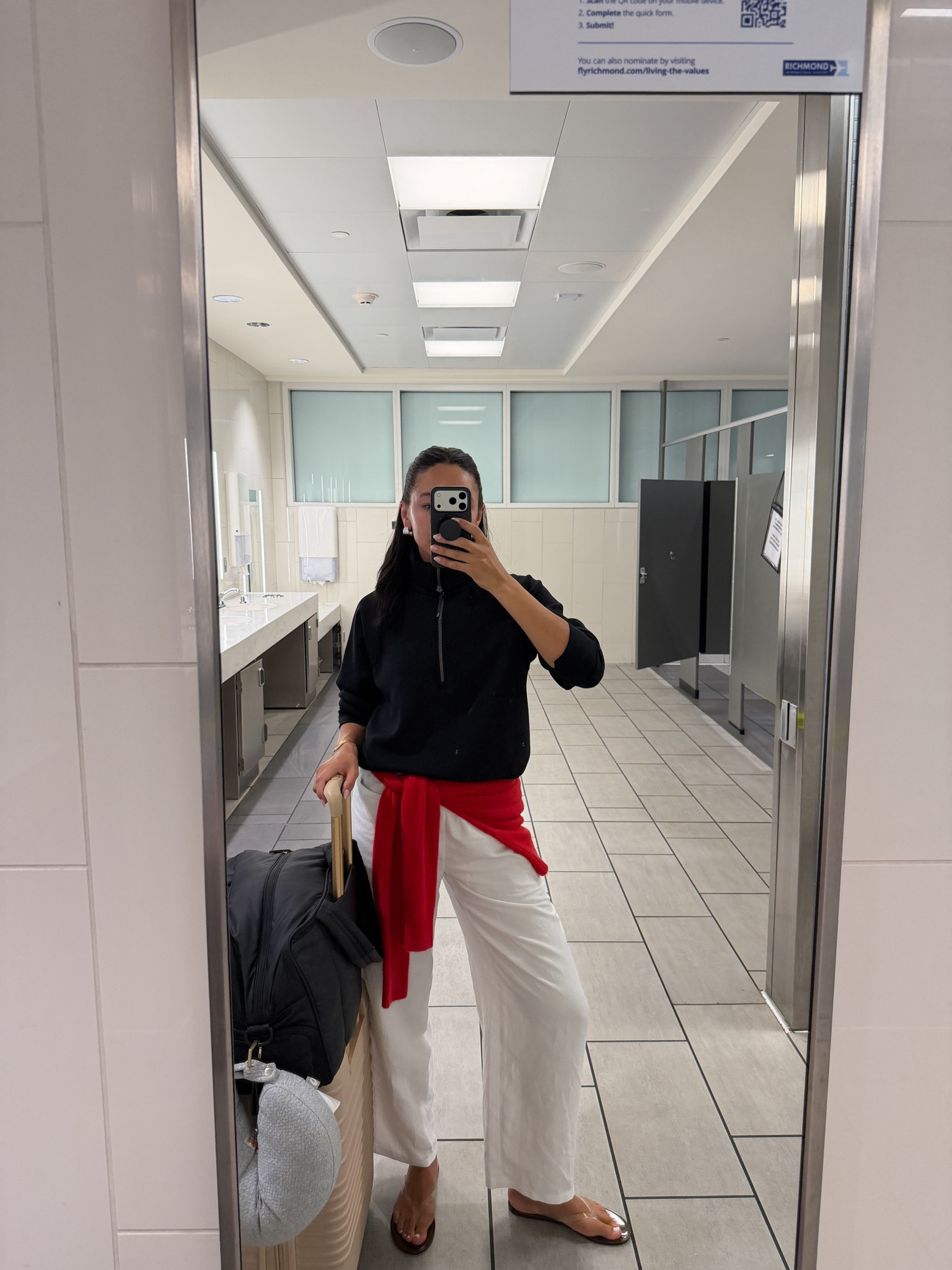 Travel outfit! Cozy, comfortable, and chic - love a look that works for cold planes and then for warm weather by removing layers. The zip up is the softest material ever and my favorite fabric to travel in. Size S half zip, S linen pants, S cardigan, sandals fit TTS

#LTKootd #LTKTravel