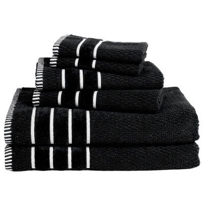 6pc Solid Bath Towels Set Black - Yorkshire Home | Target