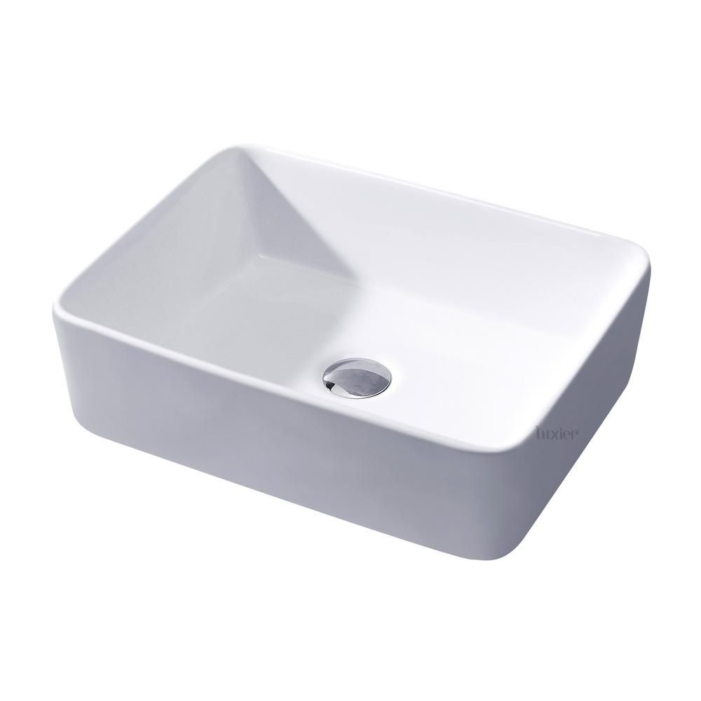Rectangular Bathroom Ceramic Vessel Sink Art Basin in White | The Home Depot