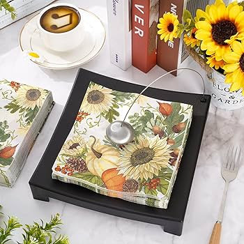 AnyDesign 80Pcs Fall Paper napkins Watercolor Pumpkin Sunflower Luncheon Napkins Decorative Autum... | Amazon (US)
