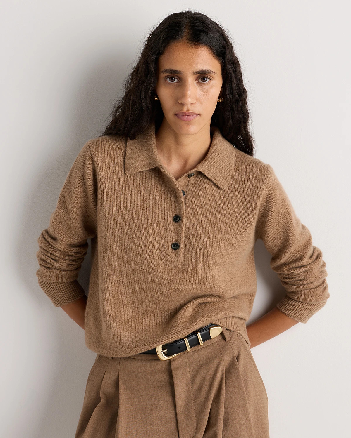 Mongolian Cashmere Button Polo Sweater | Quince