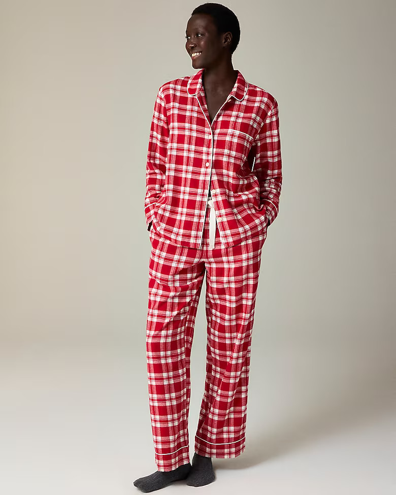 Cotton flannel pajama pant set in plaid | J. Crew US