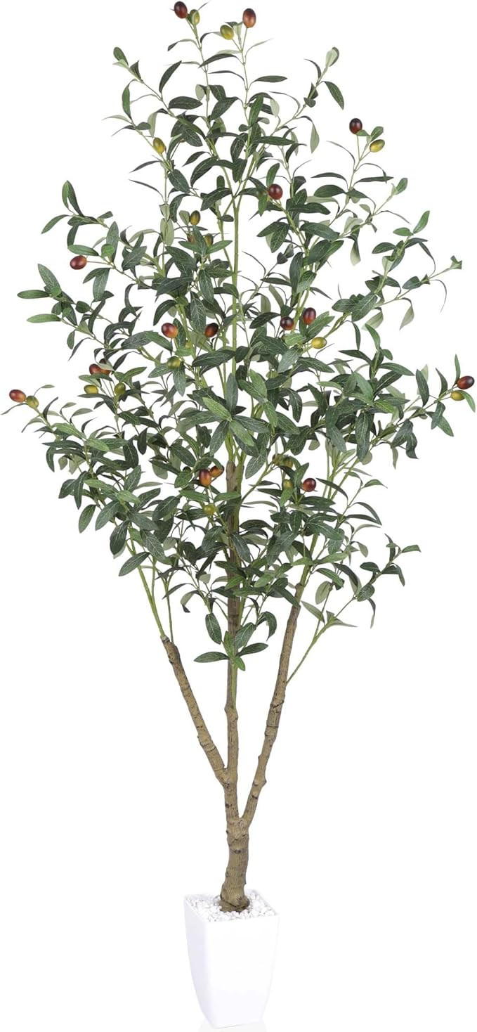Artificial Olive Tree 5FT Tall Faux Silk Plant Fake Potted Olive Tree with Branch Leaves and Life... | Amazon (US)