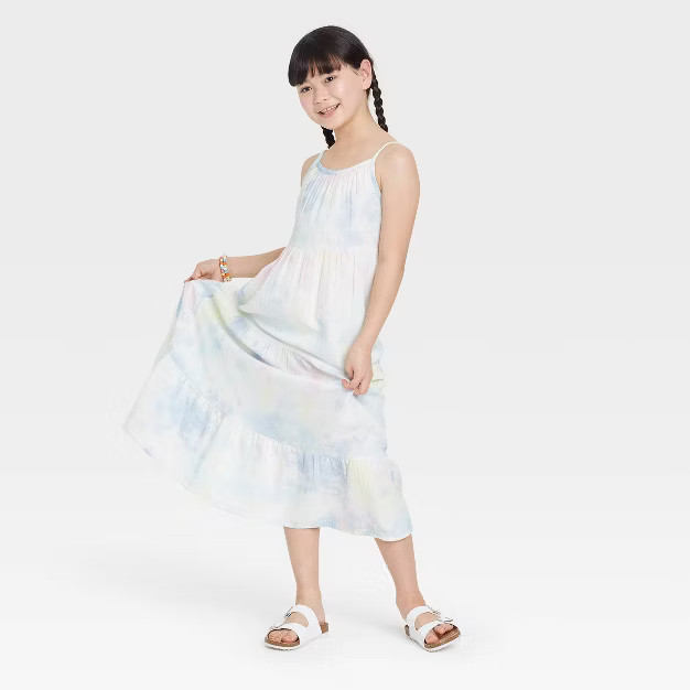 Girls' Tiered Sleeveless Woven Maxi Dress - Cat & Jack™ | Target